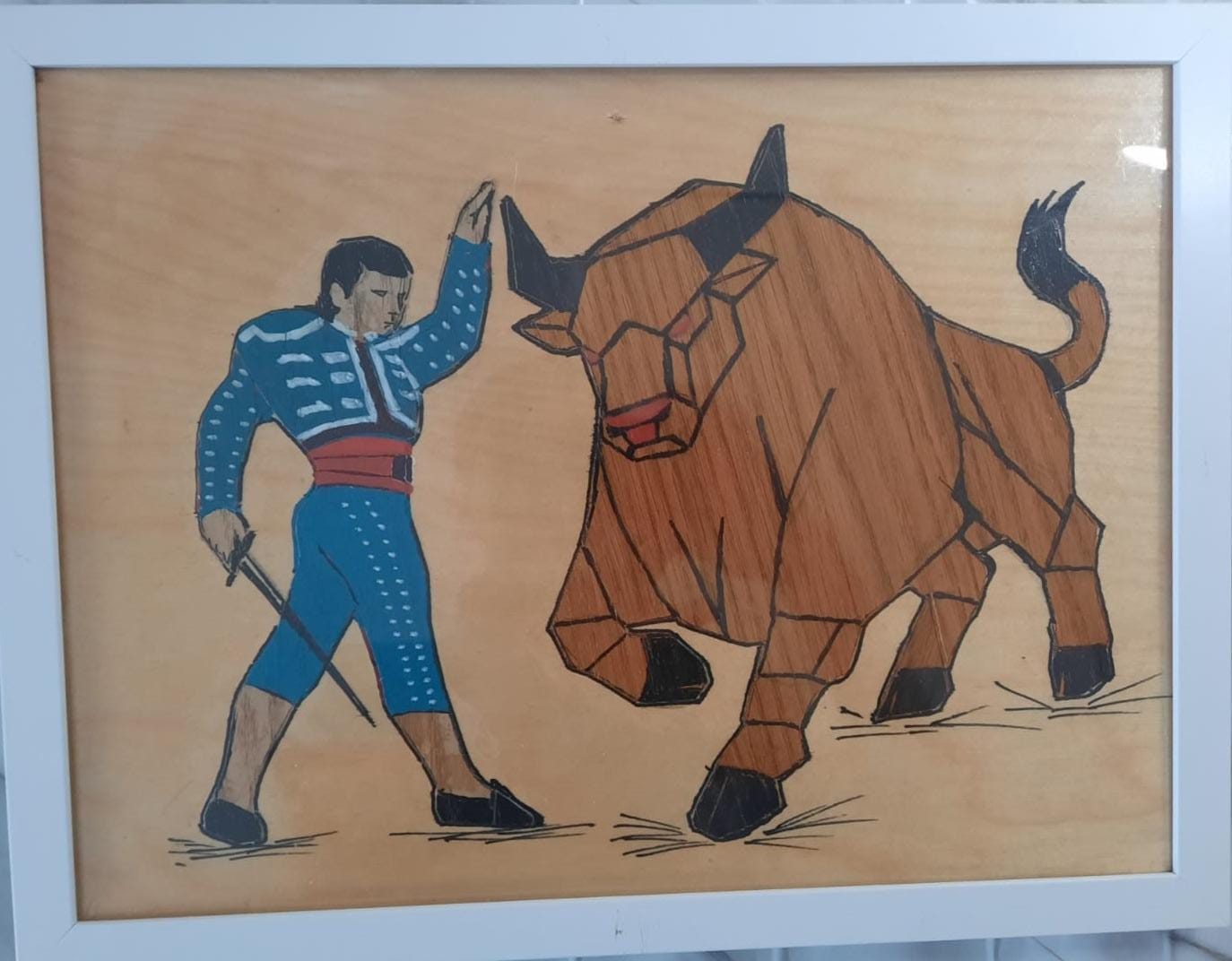 Коррида, картина из шпона дерева