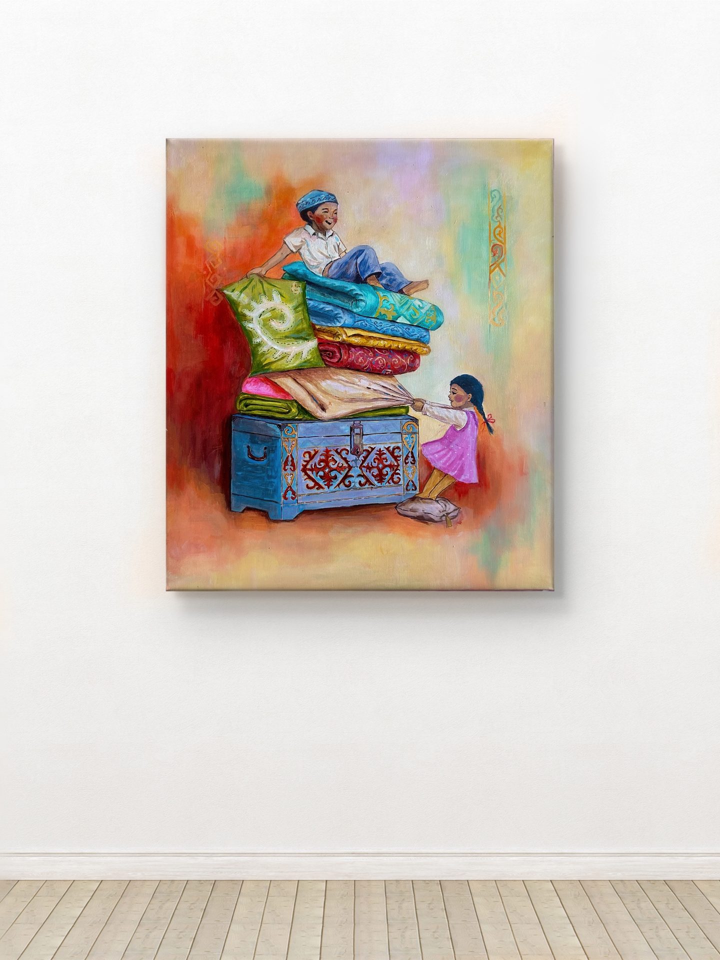 Бақытты сәт, этно-картина акрилом