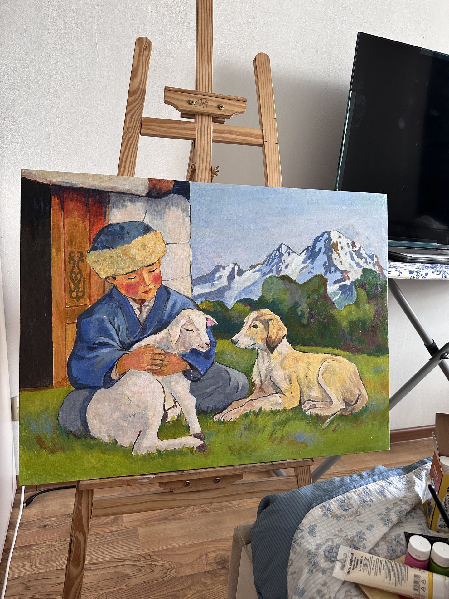 Картина «БАЛАҚАЙ» Этно - картина акрилом.