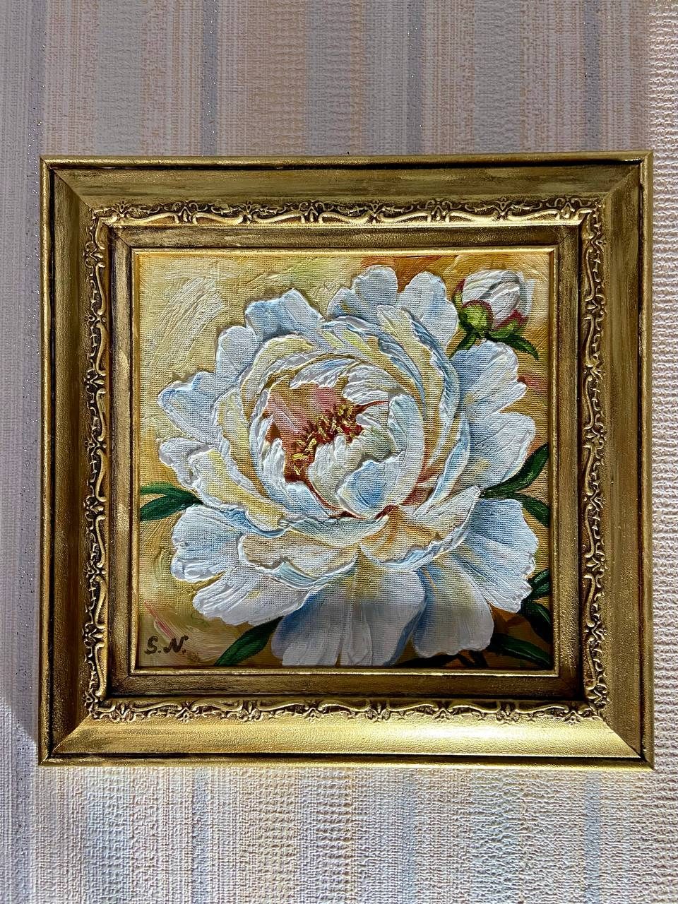 Картина маслом пион.