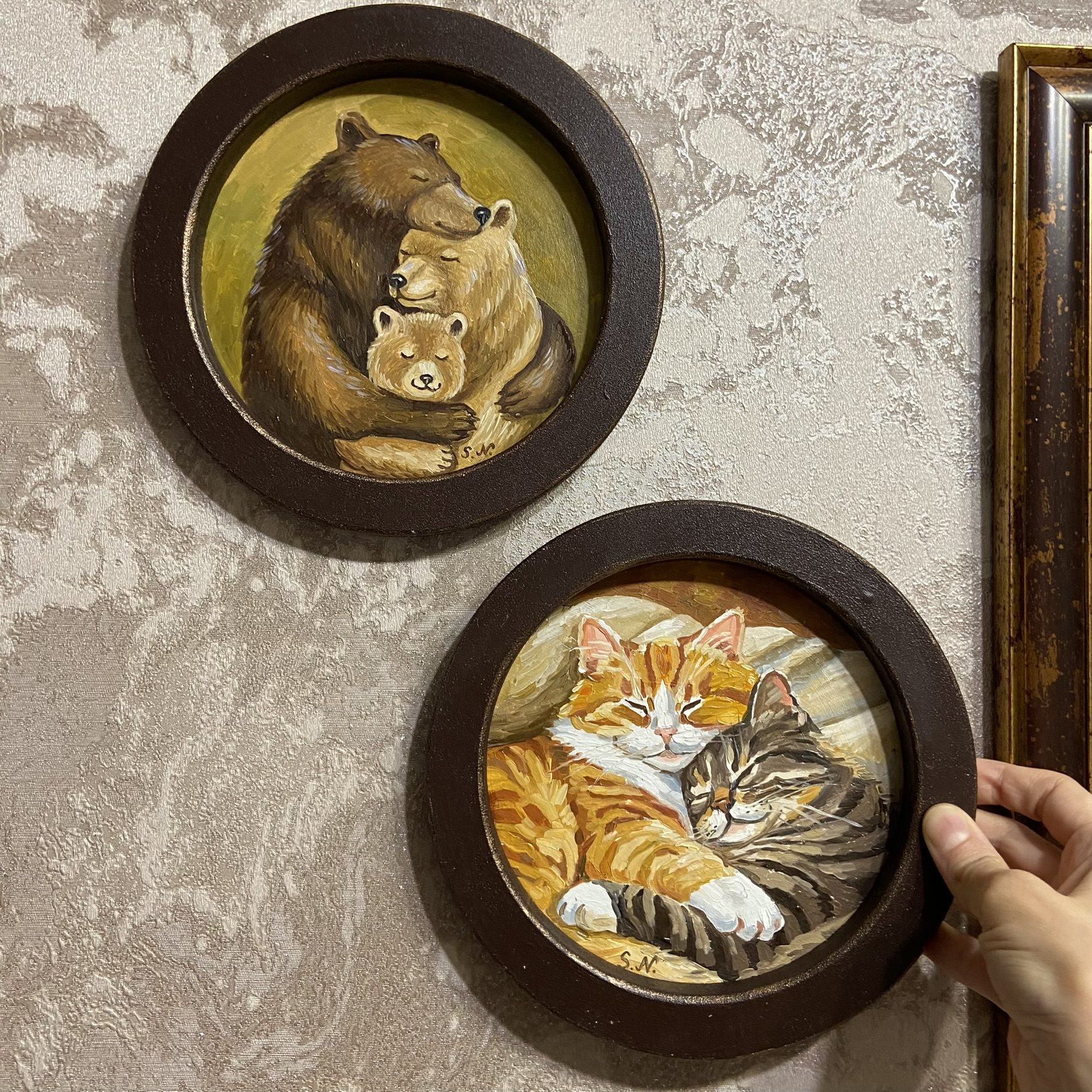 Картина миниатюра мишки и котики