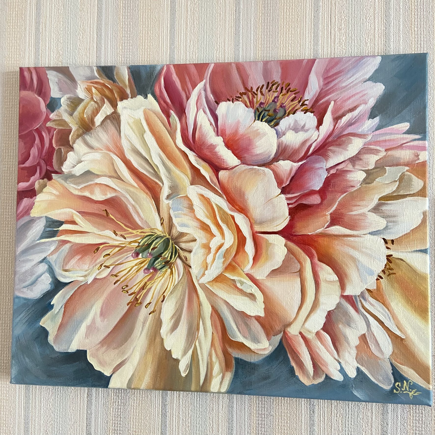 Картина маслом пионы