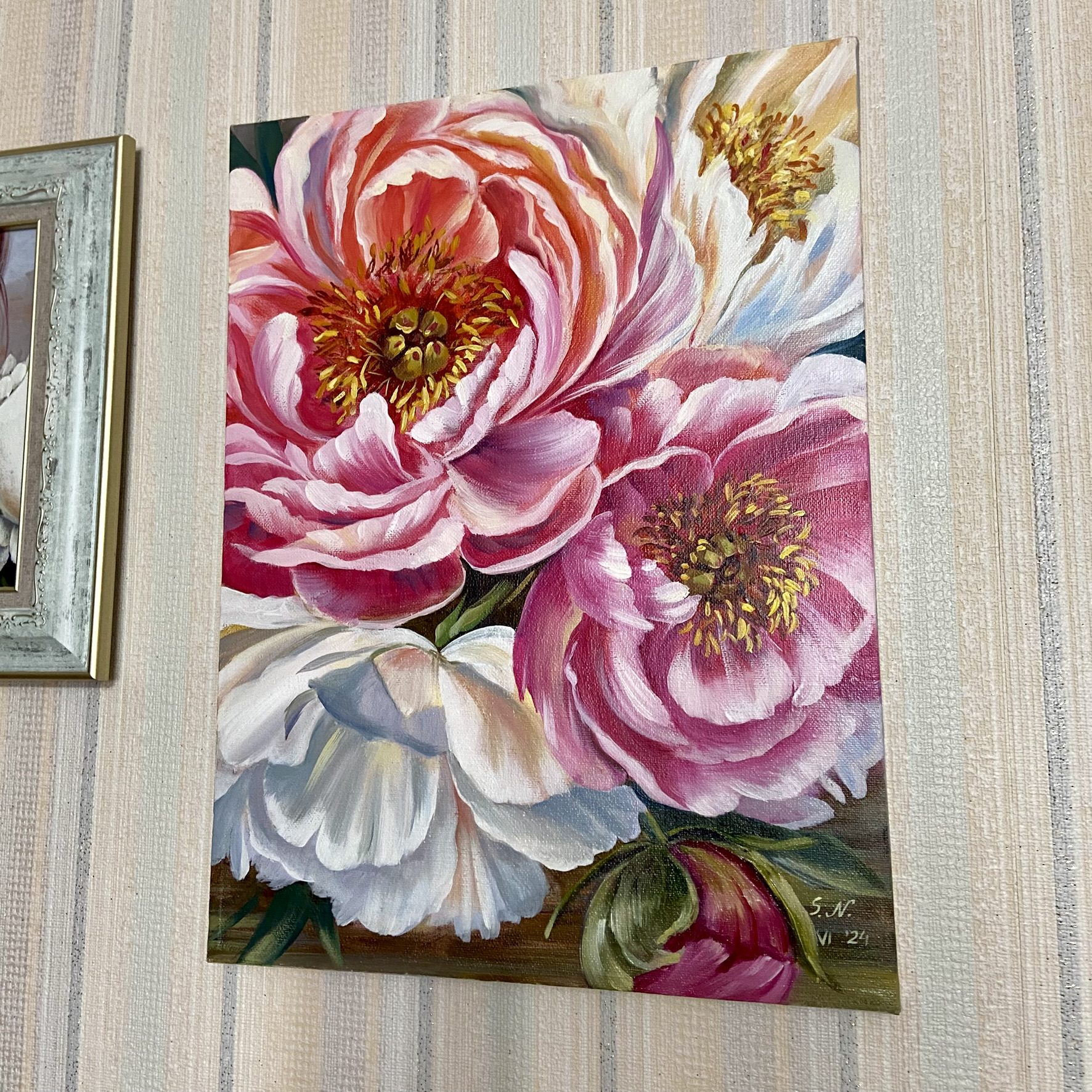 Картина маслом пионы