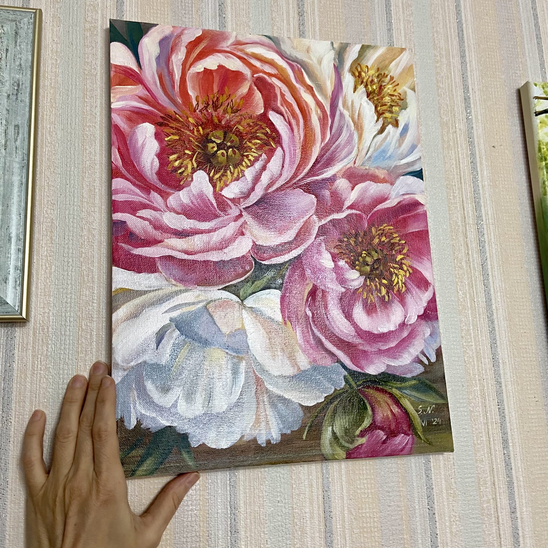 Картина маслом пионы