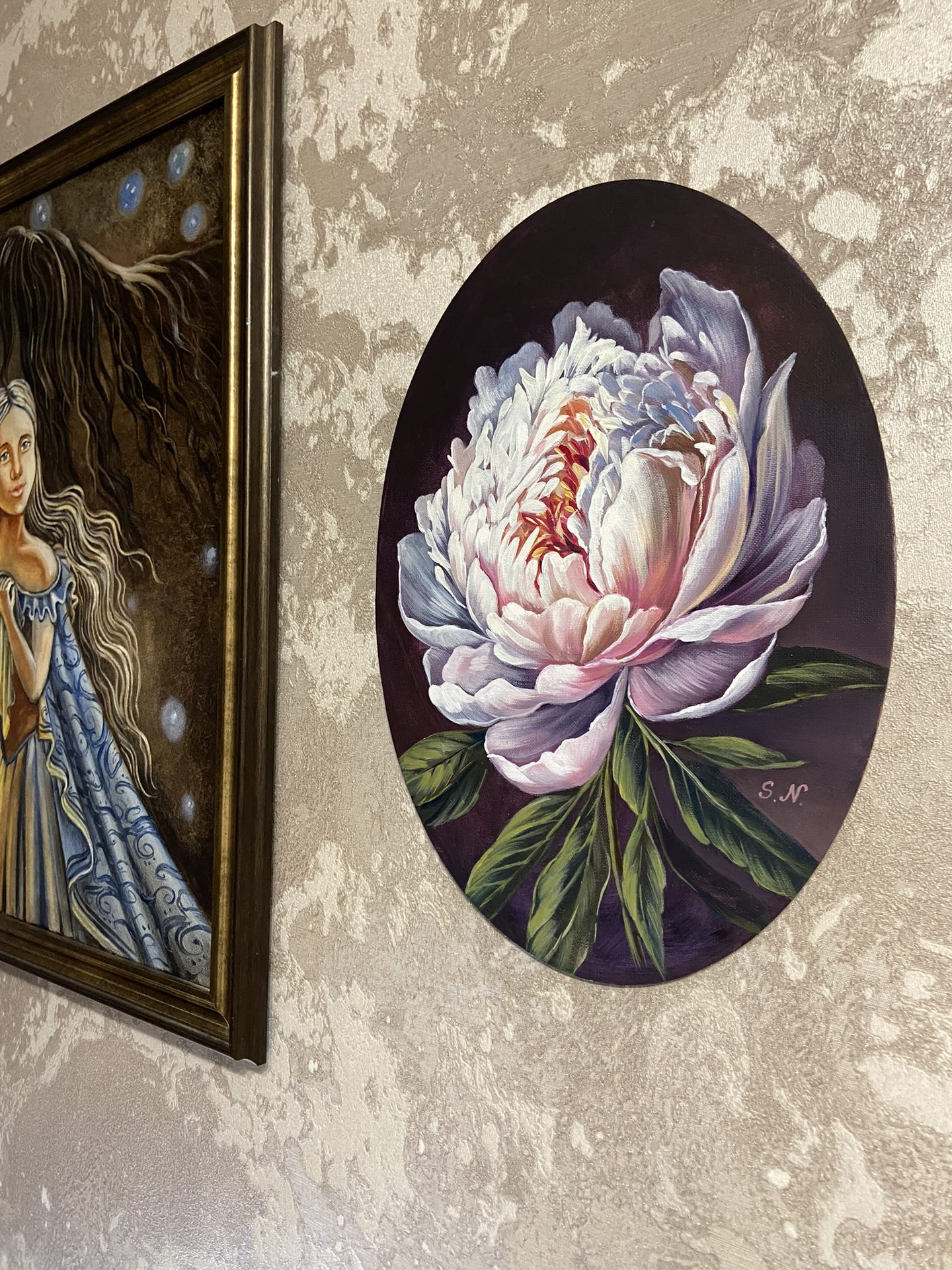 Картина маслом пион.